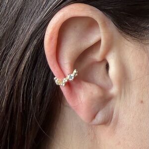 Melinda Maria Stella Ear Cuff in Gold with CZs
